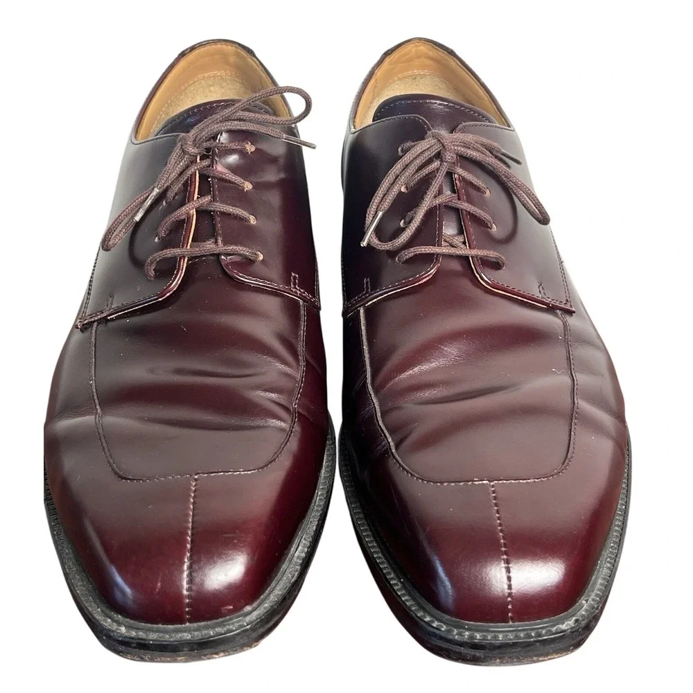 Rockport Mens APM1235E Burgundy Leather Square Toe Oxford Dress Shoes 11 Wide